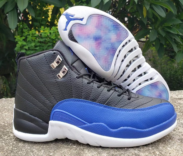 Air Jordan 12 Retro Black Blue Silver B - Click Image to Close